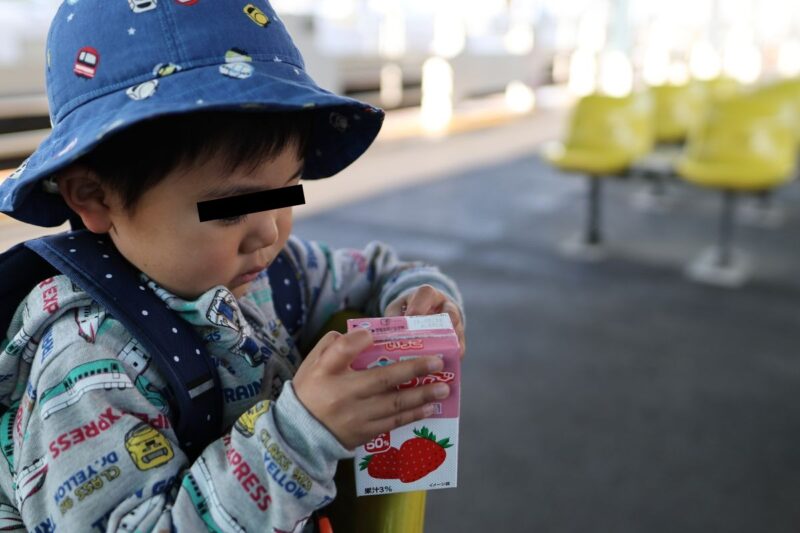 長時間電車に乗って疲れ切った子ども